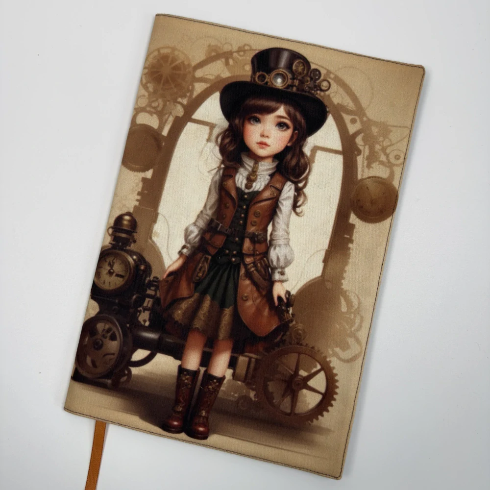Látkový obal na knihy - Dívka steampunk, velikost XL