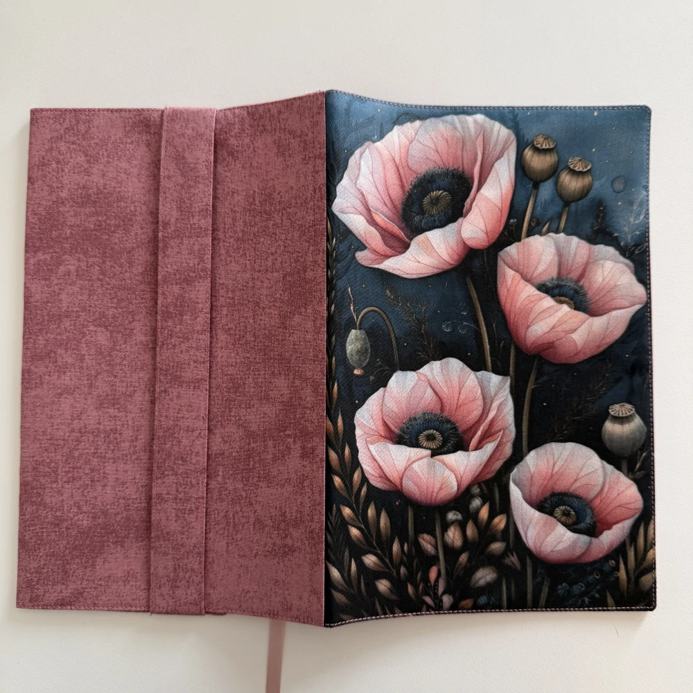 Obal na knihu XL - Vlčí máky, světle růžové