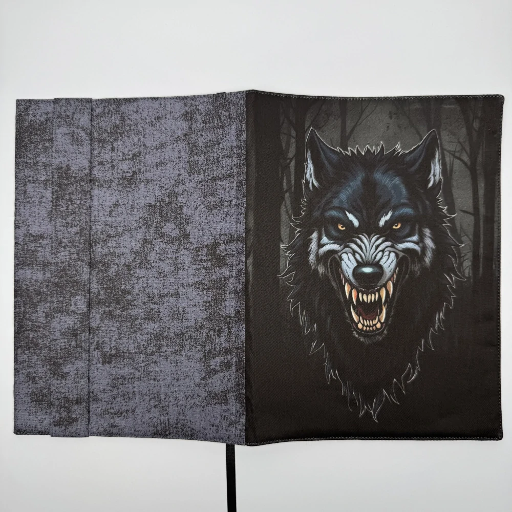 Nastavitelný obal na knihu – vlkodlak ve stínech, černošedá doplňková látka, velikost L