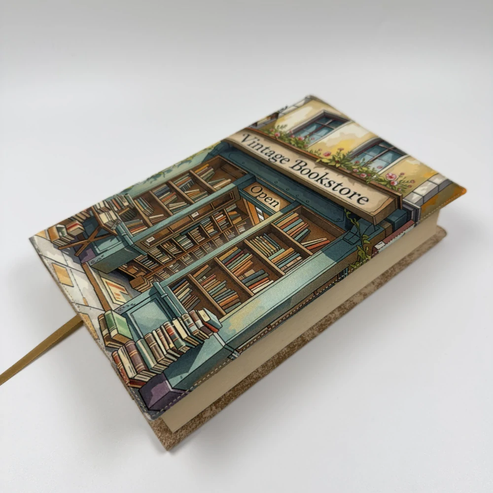 Látkový obal na knihu – Vintage Bookstore, velikost L