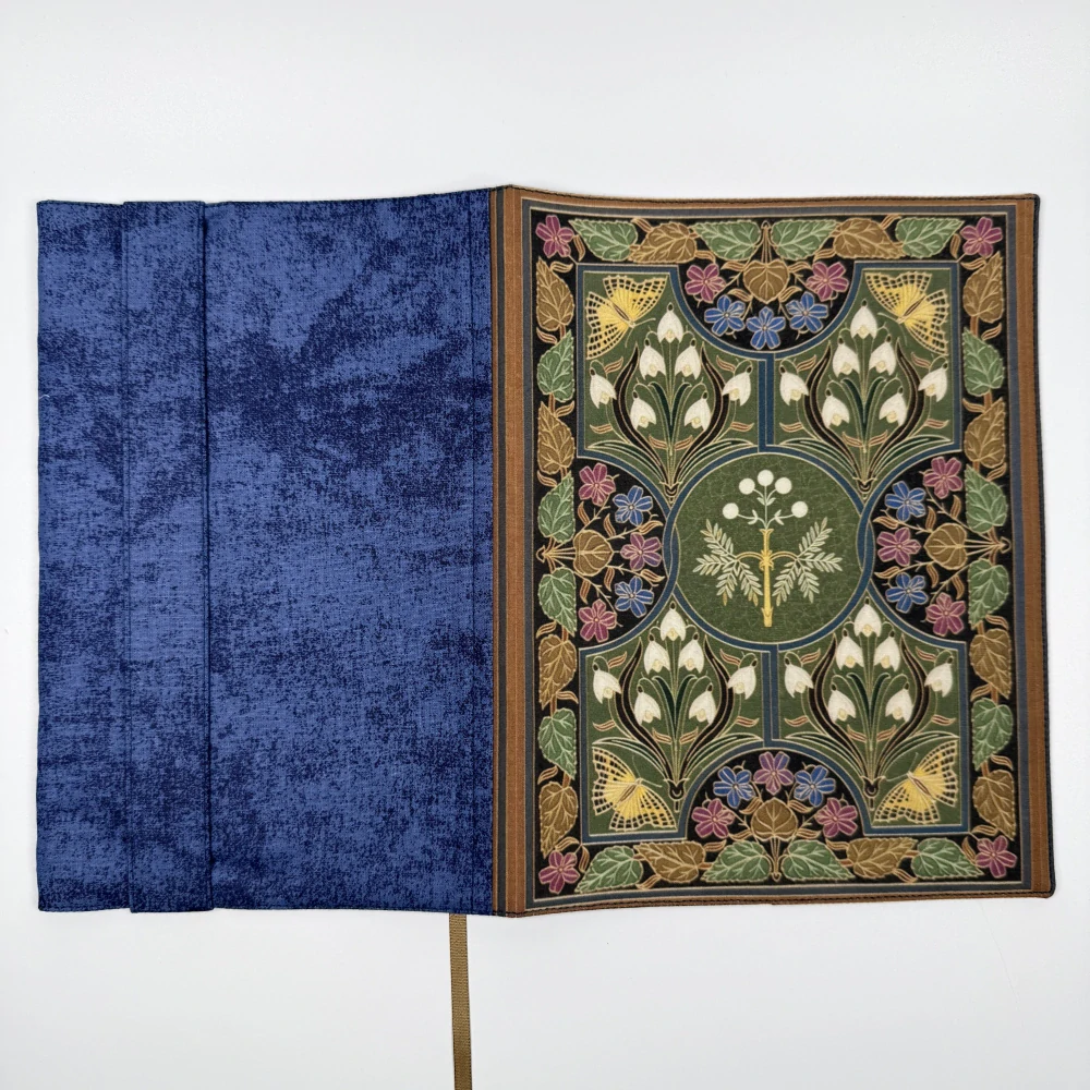 Látkový obal na knihu – Květinové ornamenty, velikost L