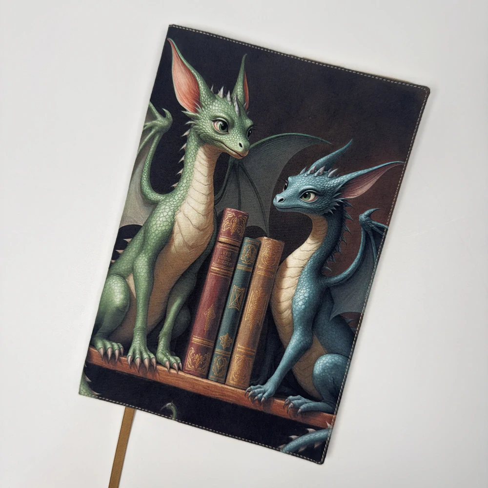 Dračí dvojčata – fantasy obal na knihu s draky, velikost L