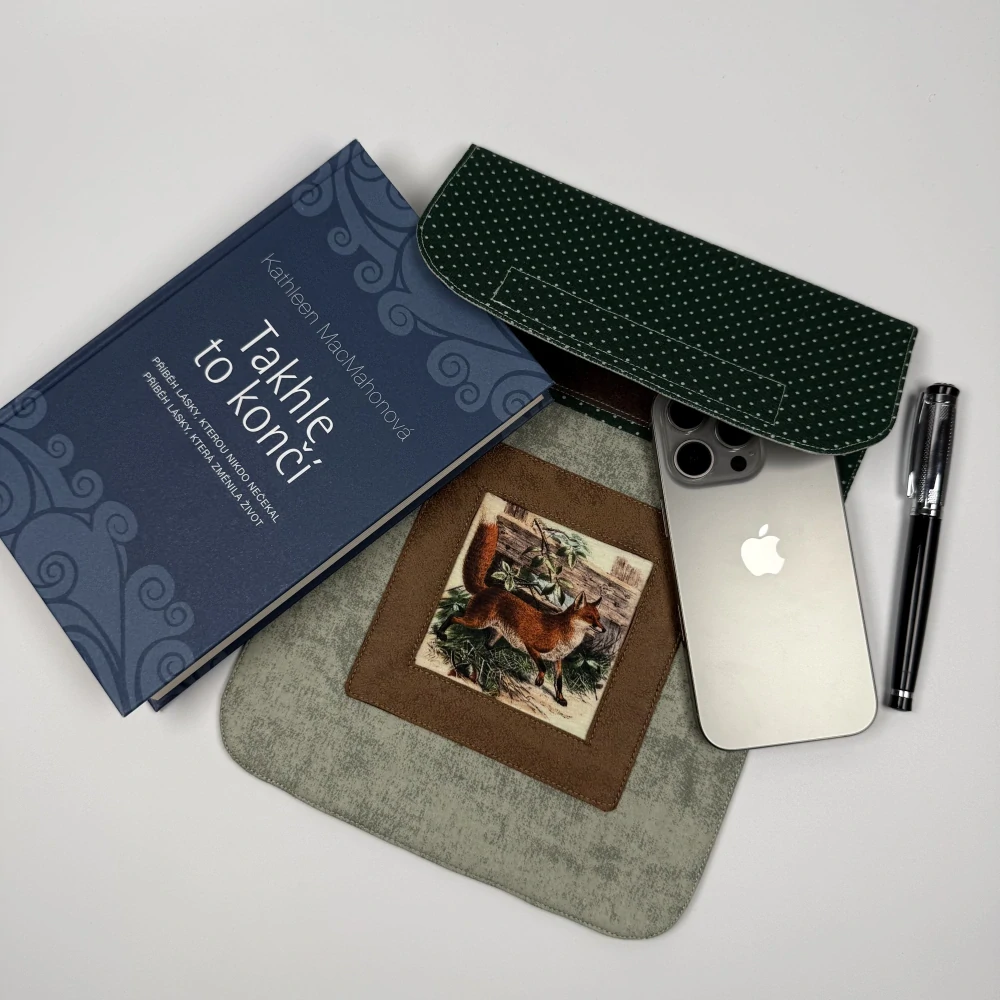 Pouzdro na tablet - Aplikace s liškou v koženkovém rámečku II.