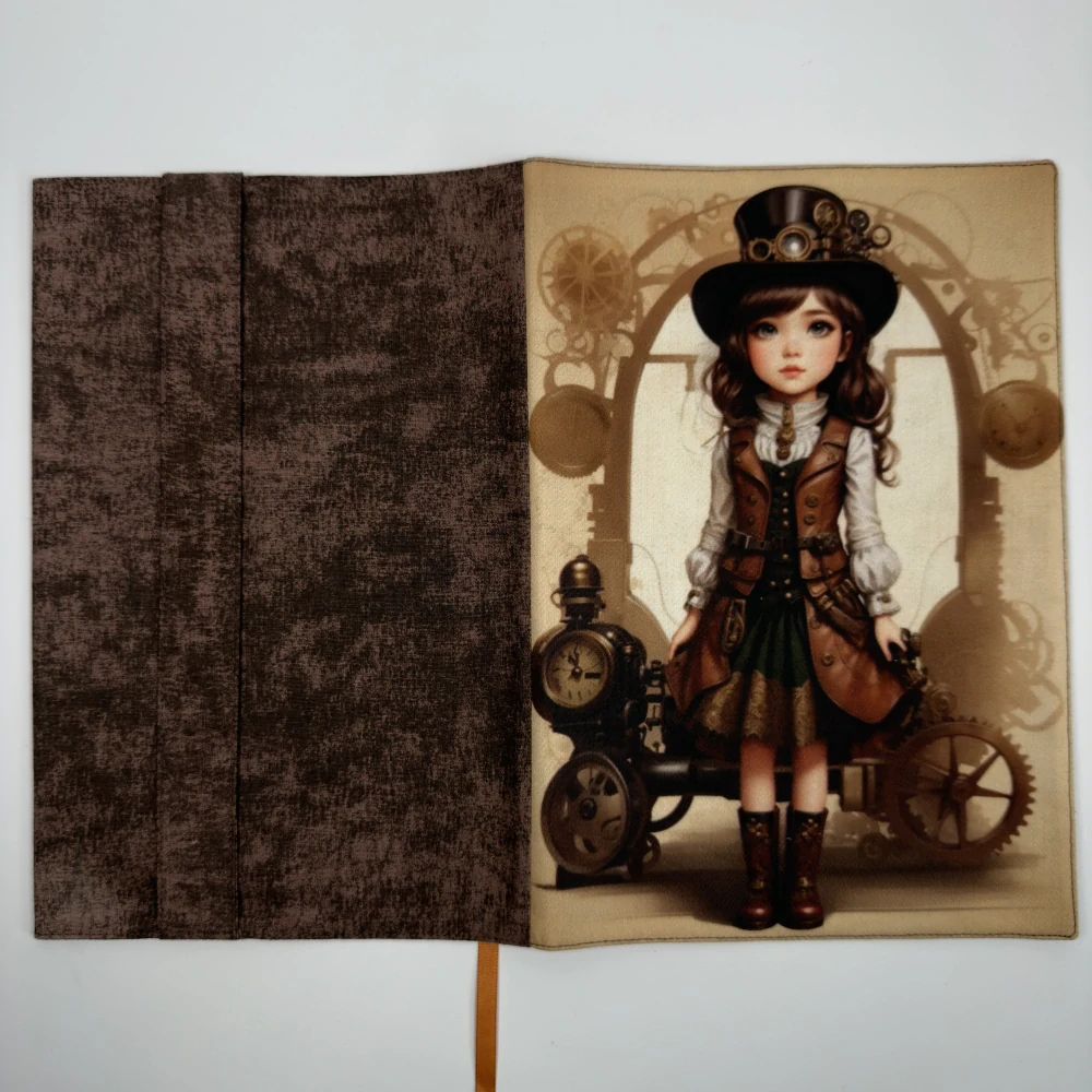 Látkový obal na knihy - Dívka steampunk, velikost XL