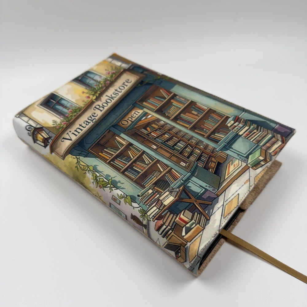 Látkový obal na knihu – Vintage Bookstore, velikost L