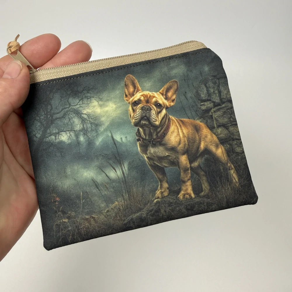 Látková kapsička – Buldoček v mlze, 13 × 10 cm