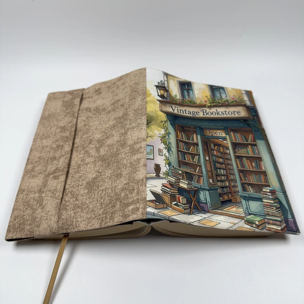 Látkový obal na knihu – Vintage Bookstore, velikost L