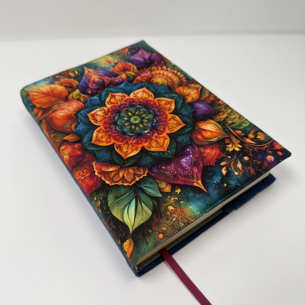 Květinová mandala – mandalový obal na knihu, velikost M plus