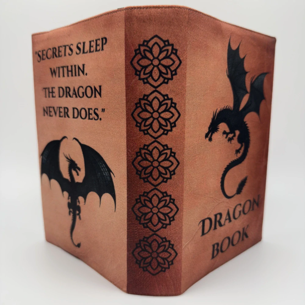 Nastavitelný obal na knihu – Dragon Book hnědo-oranžový, velikost L