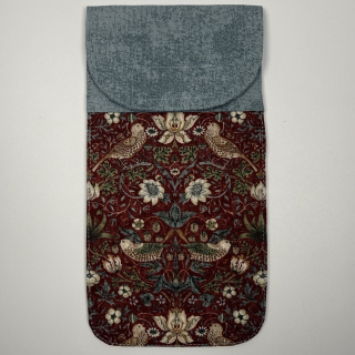 Pouzdro na mobil - Ptáčci na červené (William Morris)