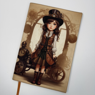 Látkový obal na knihy - Dívka steampunk, velikost XL