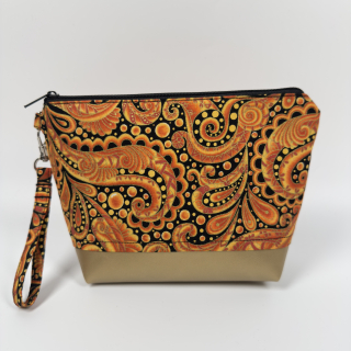 Kosmetická taštička paisley oranžová - větší