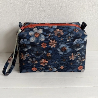 Kosmetická taštička Ria - květy jeans