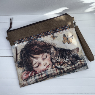 Pouzdro na tablet - Dívka s kočičkou 