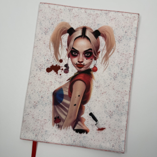 Nastavitelný obal na knihu – Harley Quinn, červená doplňková látka, velikost L