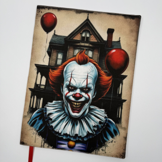  Nastavitelný obal na knihu – hororový klaun Pennywise, světlá hnědá doplňková látka, velikost L