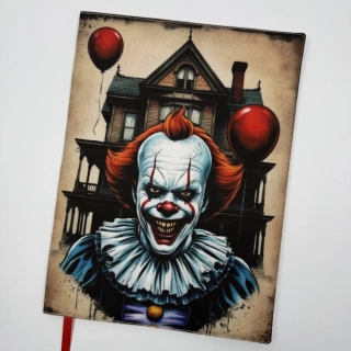 Rezervace Aňule K. - Nastavitelný obal na knihu – hororový klaun Pennywise, světlá hnědá doplňková látka, velikost L