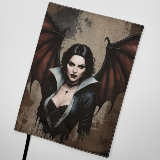 Nastavitelný obal na knihu – vampýra s křídly, světle hnědá doplňková látka, velikost L