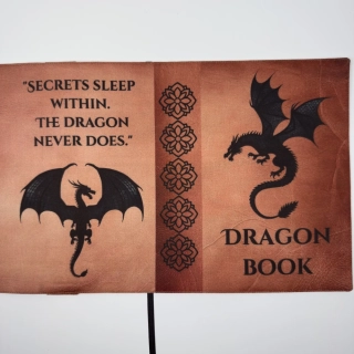 Nastavitelný obal na knihu – Dragon Book hnědo-oranžový, velikost L