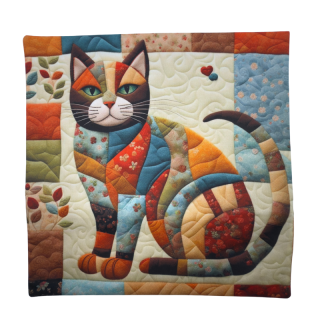 Bavlněný povlak na polštář – Kočka patchwork, limitovaná edice