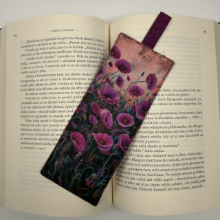 Látková záložka do knihy – Fialové máky
