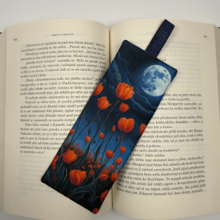 Látková záložka do knihy – Noční tulipány