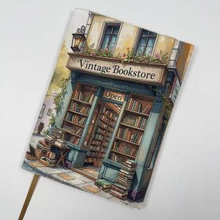 Látkový obal na knihu – Vintage Bookstore, velikost M plus
