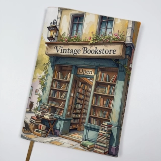Látkový obal na knihu – Vintage Bookstore, velikost L