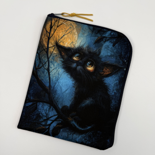 Pouzdro na čtečku – Noční kotě, velikost L (13 × 18 cm)