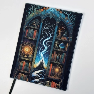 Látkový obal na knihu – Magická knihovna, velikost M plus
