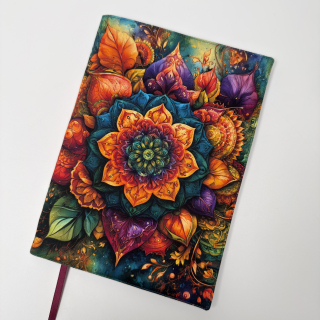 Květinová mandala – mandalový obal na knihu, velikost M plus