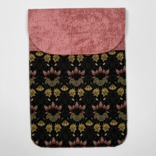 Pouzdro na čtečku - květiny na tmavě šedé (bavlna William Morris)