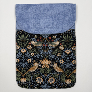 Pouzdro na čtečku - ptáčci modrá (bavlna William Morris)