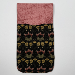 Pouzdro na mobil - květiny na tmavě šedé (bavlna William Morris)