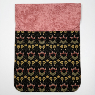 Pouzdro na tablet - květiny na tmavě šedé II. (bavlna William Morris)